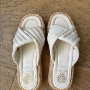 Vince Camuto Cream Quilted Sandals